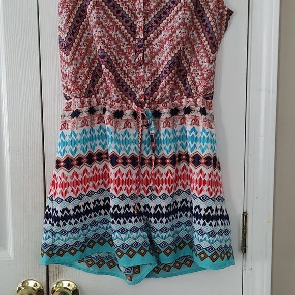 BeBop tribal boho sleeveless romper Sz L - Picture 2 of 6